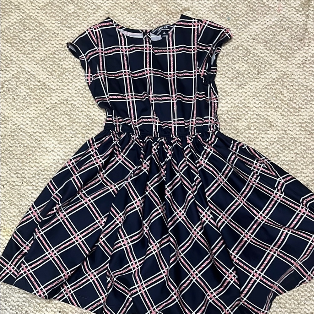 Plaid Kids Dress - Navy and Red